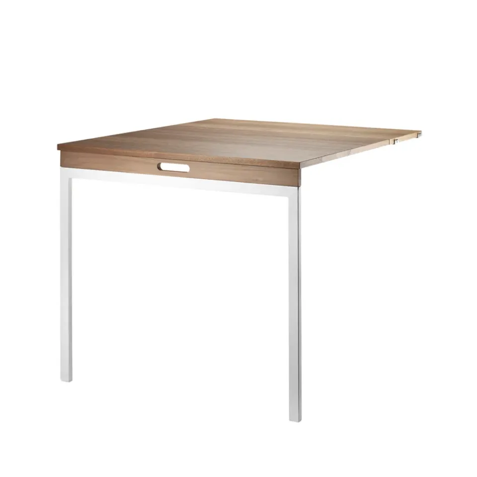 Online String folding table, Walnut-white metal legs Brown
