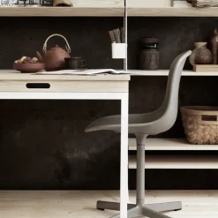 Online String folding table, Walnut-white metal legs Brown