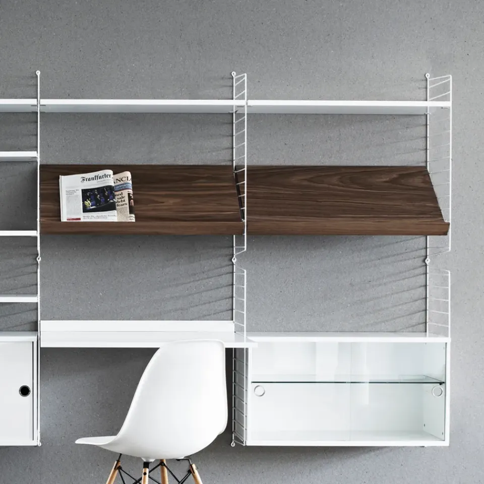 Magazine Racks^String magazine shelf wood, stained ash, 78x30 cm Black