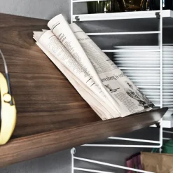 Magazine Racks^String magazine shelf wood, stained ash, 78x30 cm Black