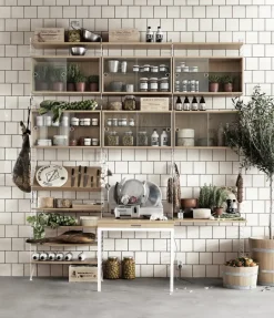 Magazine Racks^String magazine shelf wood, Oak, 78x30 cm Beige