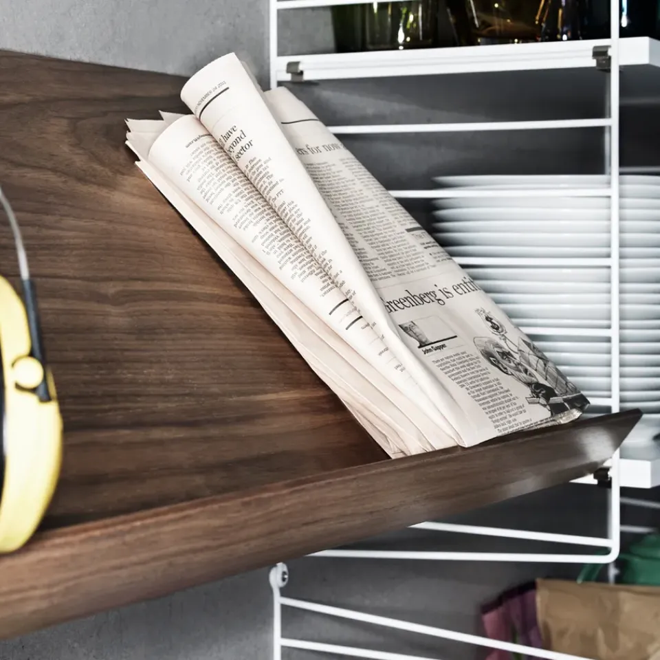 Magazine Racks^String magazine shelf wood, Ash veneer, 58x30 cm Beige