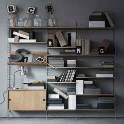 Magazine Racks^String magazine shelf wood, Ash veneer, 58x30 cm Beige