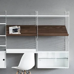 Magazine Racks^String magazine shelf wood, Walnut, 78x30 cm Brown