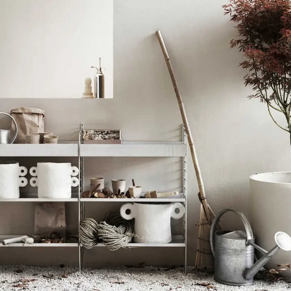 String Shelves^String Outdoor shelf, Galvanized-58x30 cm-low edge Grey