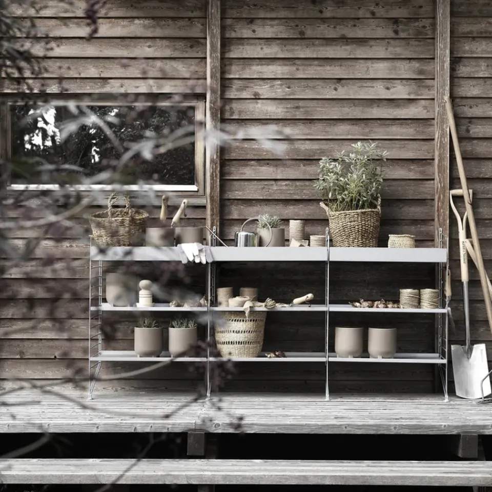 Hot String Outdoor shelf, Galvanized-58x30 cm-high edge Grey