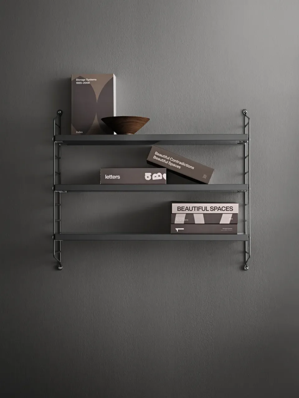 String Shelves^String Pocket wall shelf, Dark Grey