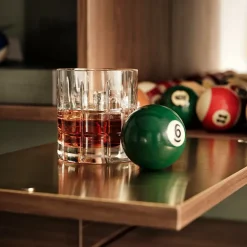 Best String schnapps cabinet, Walnut, inside of door stainless steel plate, mirrored glass back piece Brown