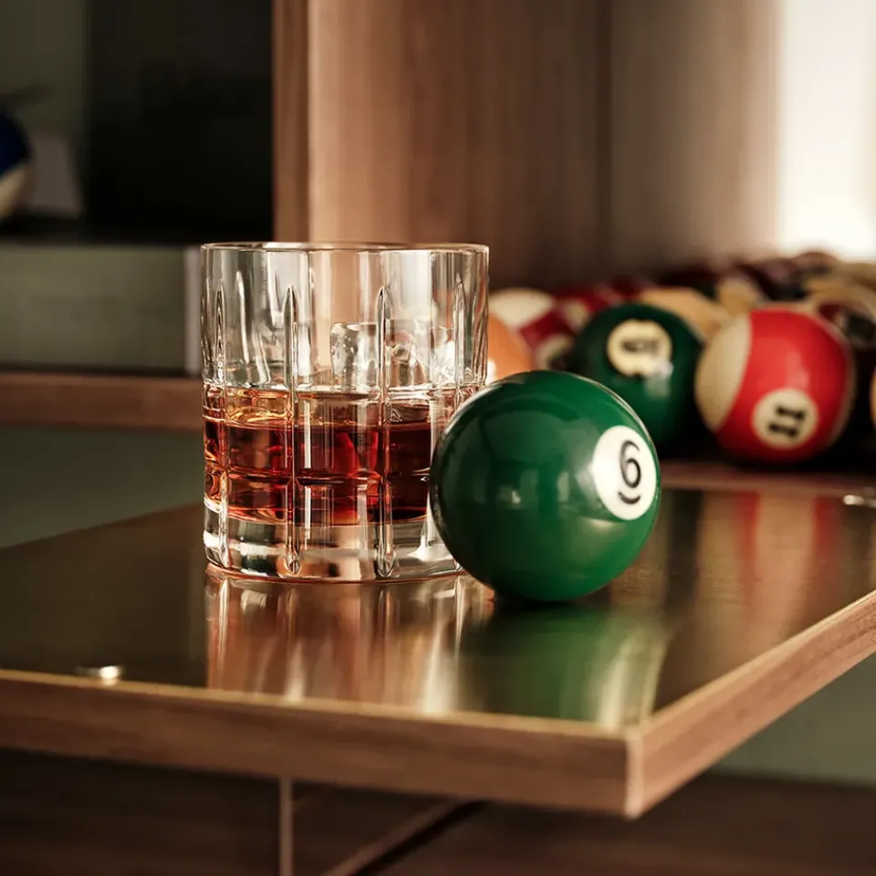 Best String schnapps cabinet, Walnut, inside of door stainless steel plate, mirrored glass back piece Brown
