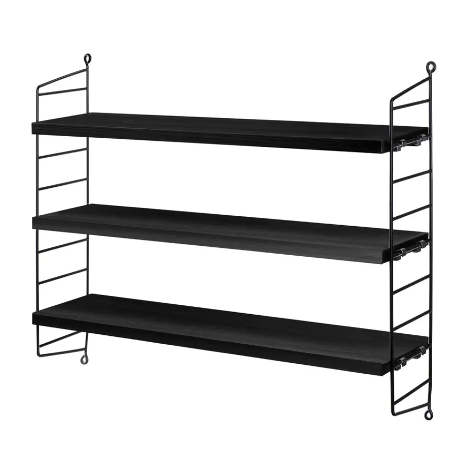 Hot String shelf Pocket stained ash, stained ash Black