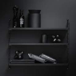 Hot String shelf Pocket stained ash, stained ash Black