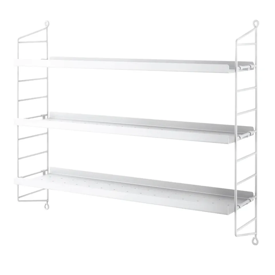 Outlet String shelf Pocket metal, White