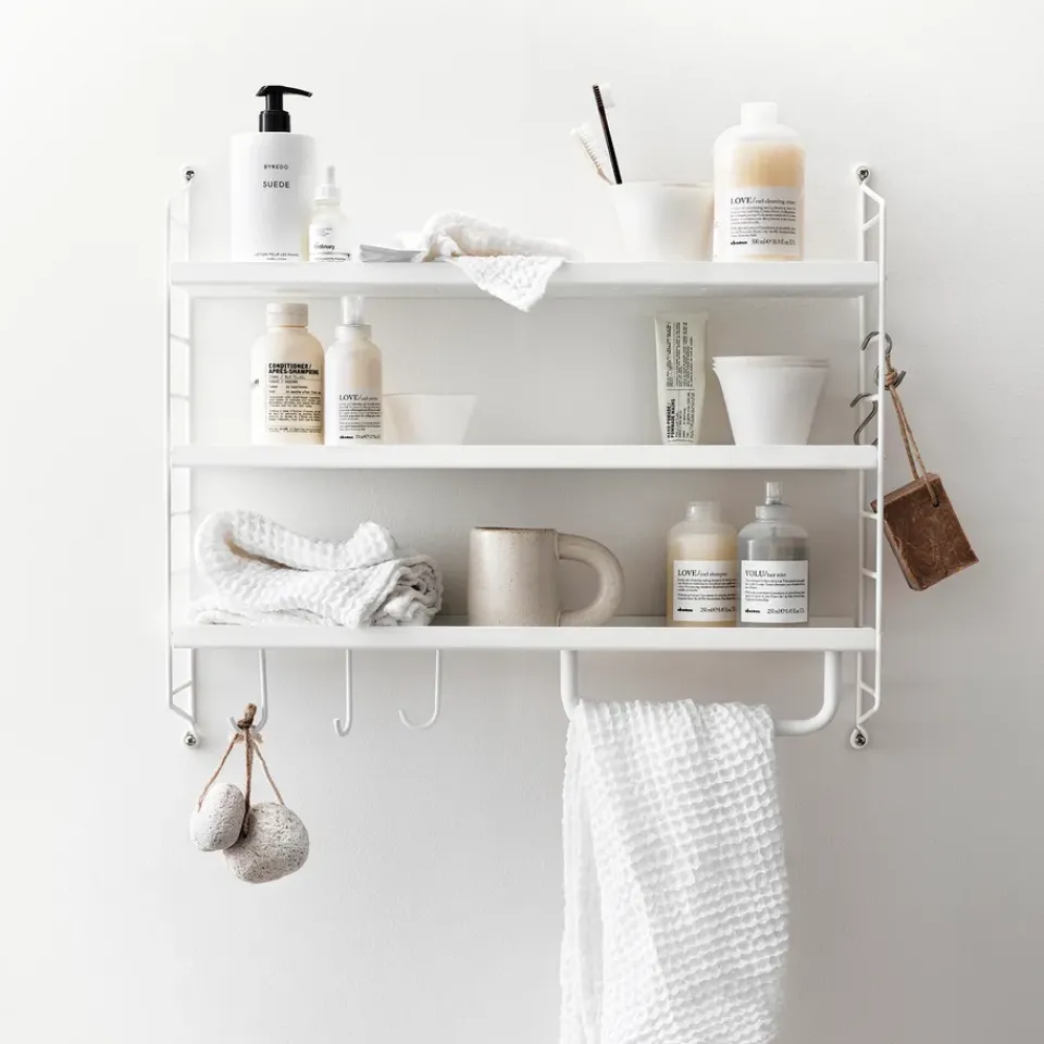 Outlet String shelf Pocket metal, White