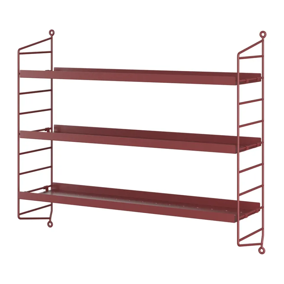 String Shelves|Shelves & Shelving Systems^String shelf Pocket metal, Oxtorg Red
