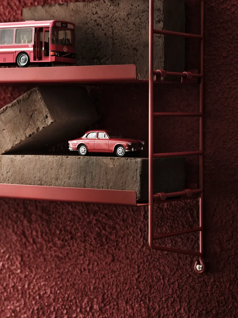 String Shelves|Shelves & Shelving Systems^String shelf Pocket metal, Oxtorg Red