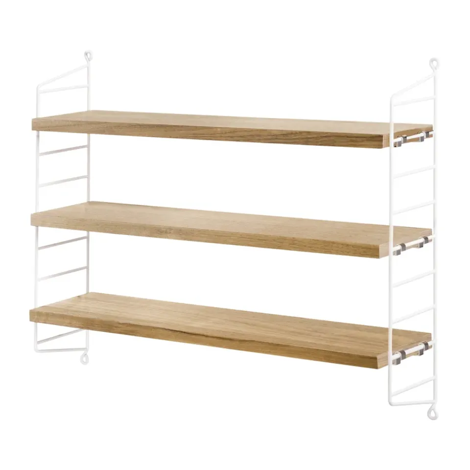 Outlet String shelf Pocket oak-white, oak-white BrownWhite