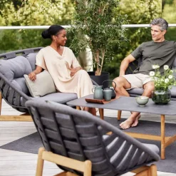 Outdoor Lounge Furniture^Cane-line Strington lounge armchair, Airtouch dark -teak Grey