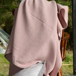 New Etol Design Stripe bedspread stonewashed cotton 260x260, Dusty rose Pink