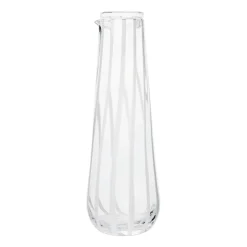 Broste Copenhagen Stripe carafe with lid 0.8 l, Clear-white stripes TransparentWhite