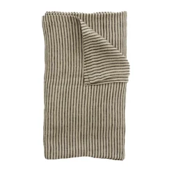 Discount Olsson & Jensen Stripe linen tablecloth 150x300 cm, Black sand BlackBeige
