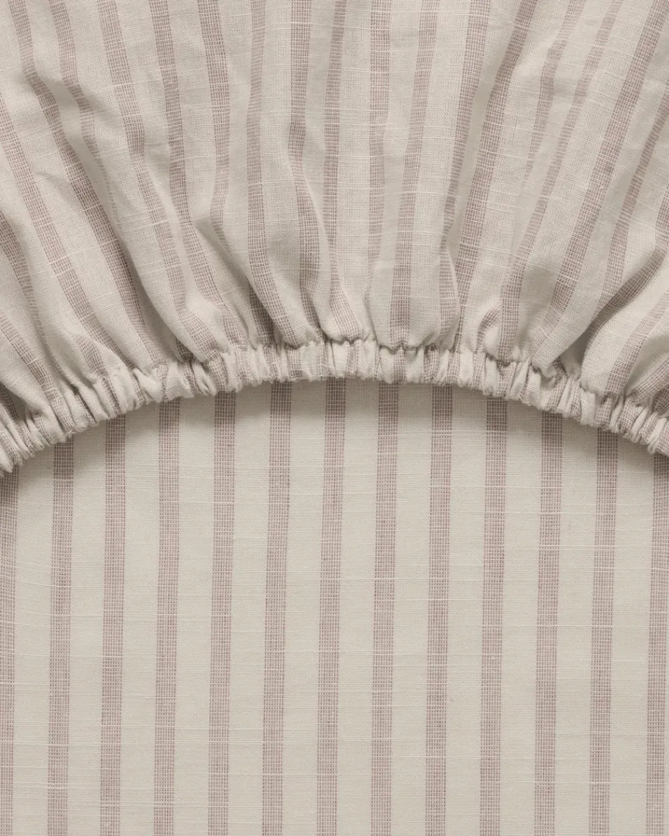 Clearance Garbo&Friends Stripe Mauve fitted sheet, 180x200x30 cm Beige