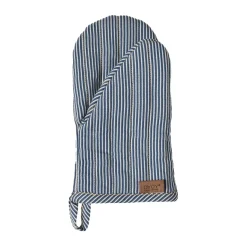 Hot OYOY Striped denim oven mitt, Blue
