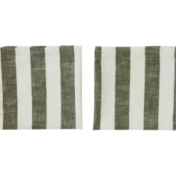 Linen & Cotton Napkins^OYOY Striped napkin 45x45 cm 2-pack, Olive GreenWhite