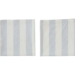 Linen & Cotton Napkins^OYOY Striped napkin 45x45 cm 2-pack, Ice Blue
