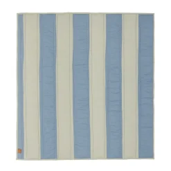 Cotton Blankets & Throws|Baby Blankets^OYOY Striped quilted blanket 130x140 cm, Blue-clay BlueGrey