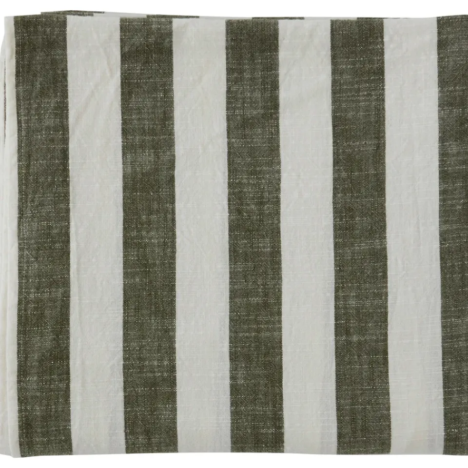 Discount OYOY Striped tablecloth 140x260 cm, Olive GreenWhite