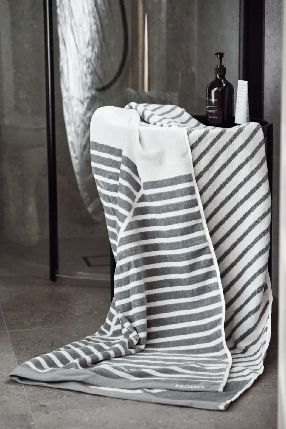 Bath Sheets|Towels^NJRD Stripes bath towel 100x150 cm, Grey