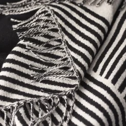 Cotton Blankets & Throws^NJRD Stripes cotton throw, Black