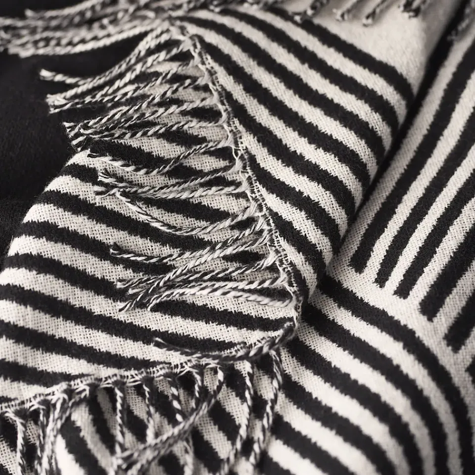 Cotton Blankets & Throws^NJRD Stripes cotton throw, Black