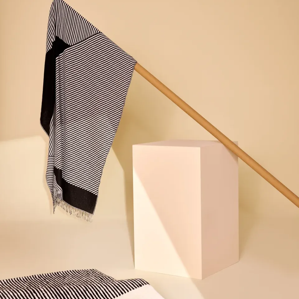 Cotton Blankets & Throws^NJRD Stripes cotton throw, Black