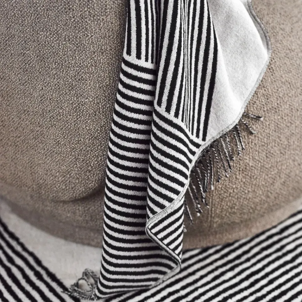 Cotton Blankets & Throws^NJRD Stripes cotton throw, Black