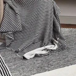 Cotton Blankets & Throws^NJRD Stripes cotton throw, Black