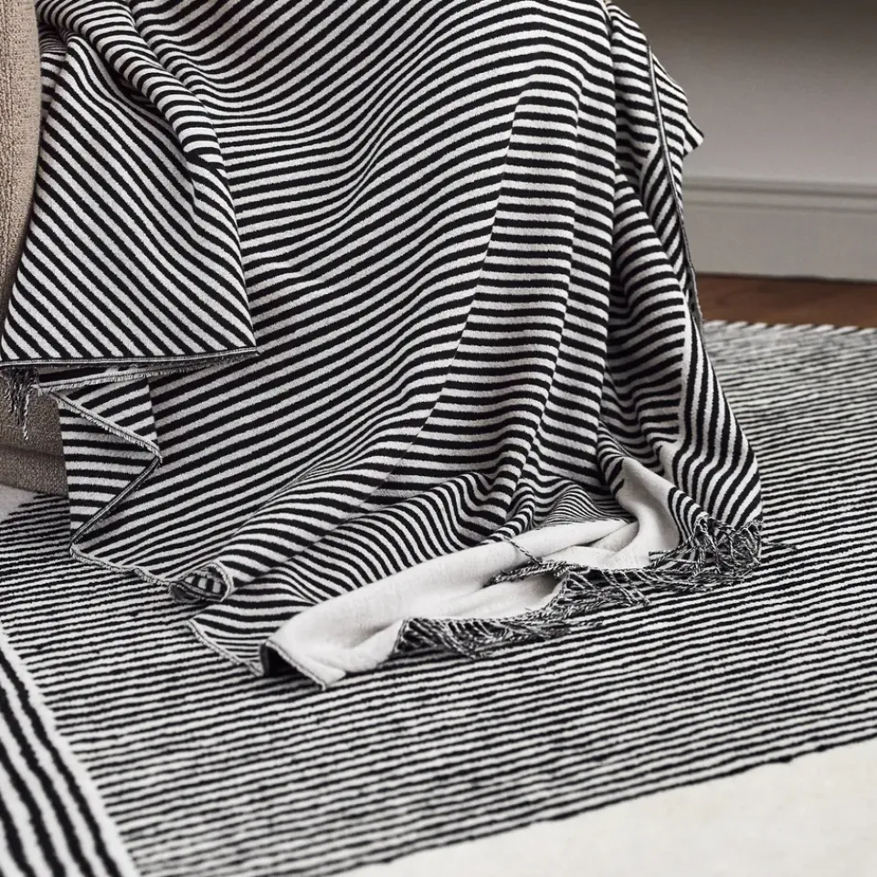 Cotton Blankets & Throws^NJRD Stripes cotton throw, Black