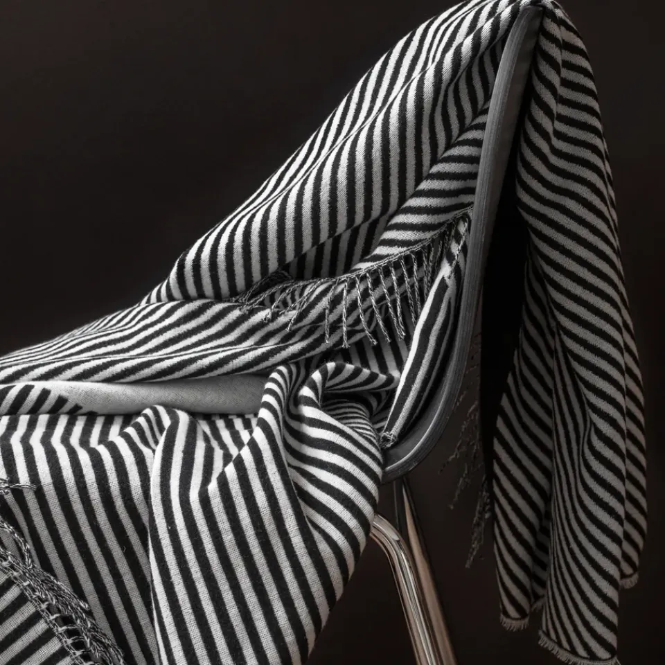 Cotton Blankets & Throws^NJRD Stripes cotton throw, Black