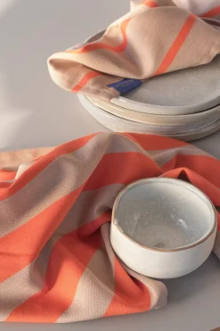 Mette Ditmer Stripes dishcloth 33x33 cm 2-pack, Latte PinkOrange