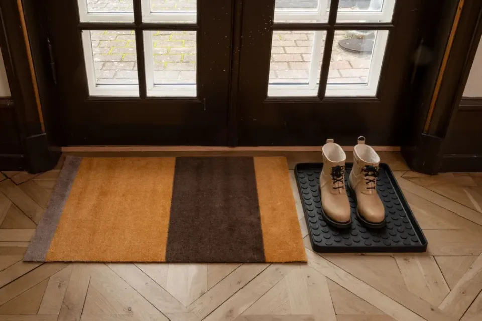 Door Mats^Tica copenhagen Stripes doormat horizontal, Dijon-brown-sand. 60x90 cm Orange