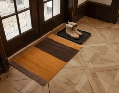 Door Mats^Tica copenhagen Stripes doormat horizontal, Dijon-brown-sand. 60x90 cm Orange