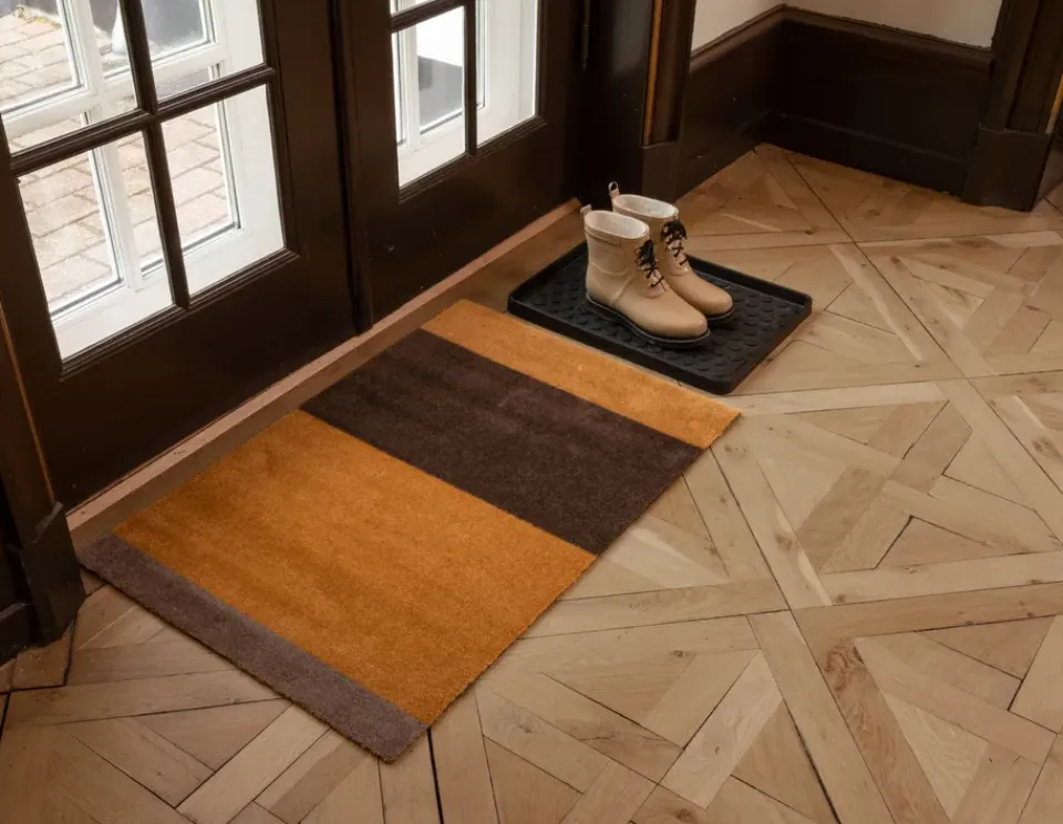 Door Mats^Tica copenhagen Stripes doormat horizontal, Dijon-brown-sand. 60x90 cm Orange