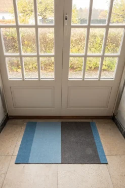 Door Mats^Tica copenhagen Stripes doormat horizontal, -steel grey. 60x90 cm Blue