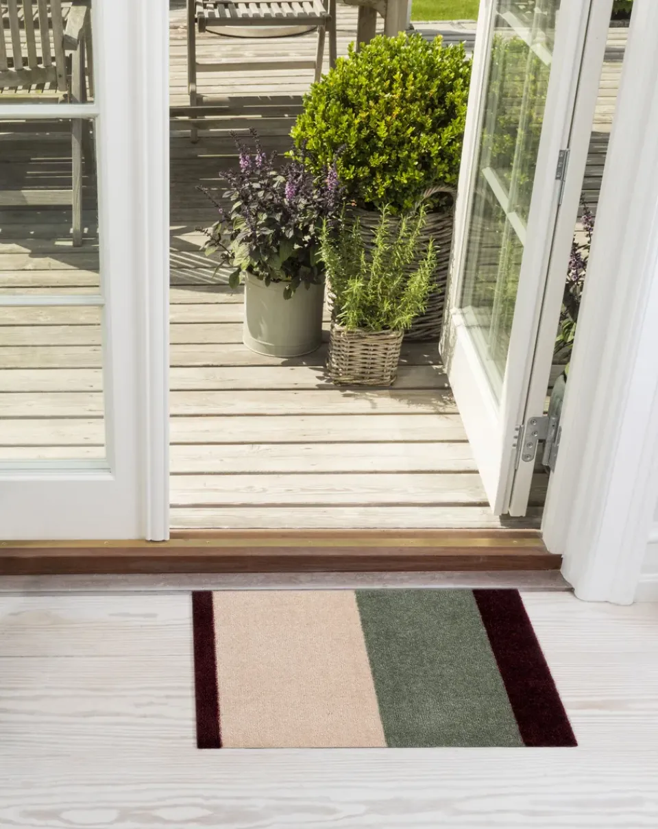 Door Mats^Tica copenhagen Stripes doormat horizontal, Green-ivory-bordeaux, 40x60 cm Multi