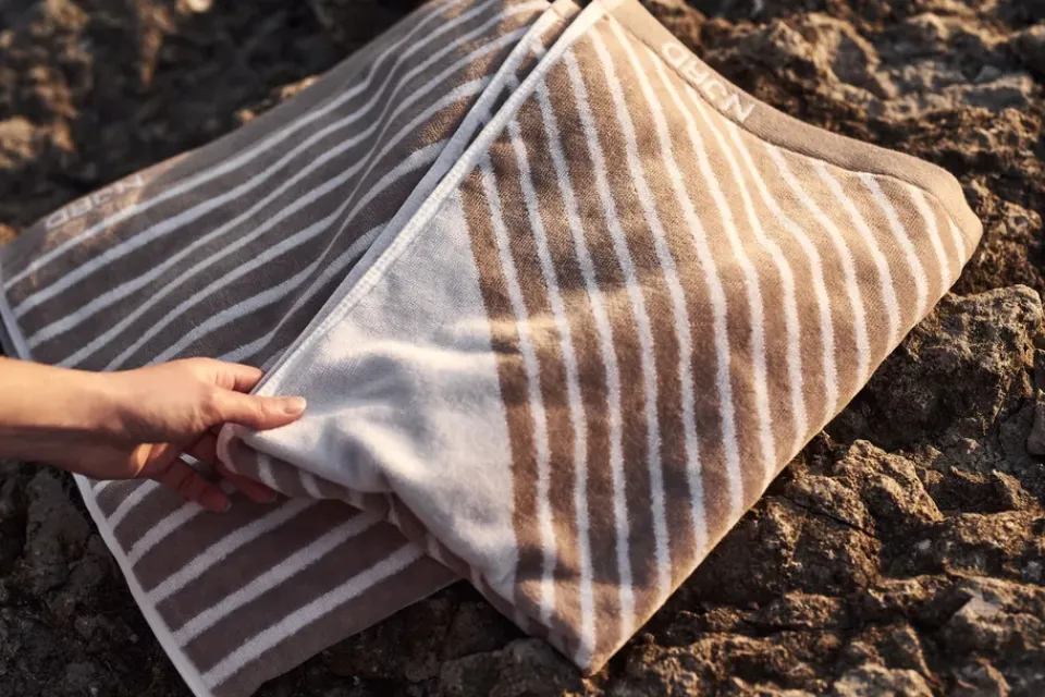 Towels^NJRD Stripes towel 50x70 cm, Beige