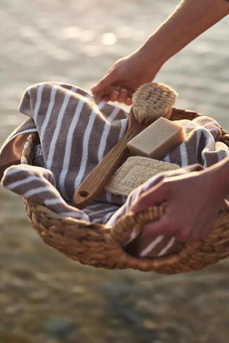 Towels^NJRD Stripes towel 50x70 cm, Beige