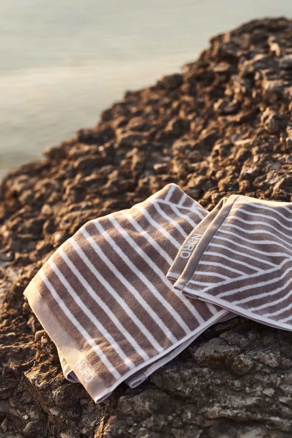 Towels^NJRD Stripes towel 50x70 cm, Beige