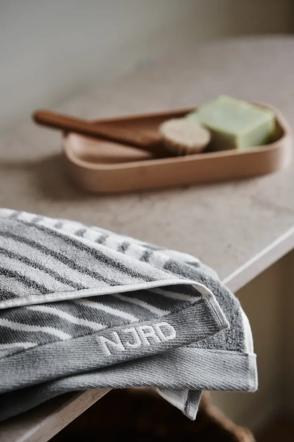 Towels^NJRD Stripes towel 50x70 cm, Grey