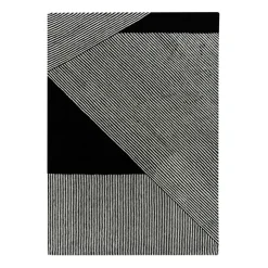 Wool Rugs^NJRD Stripes wool rug , 170x240 cm Black