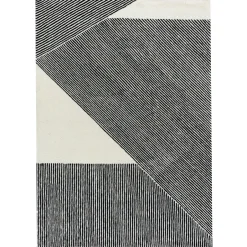 Outlet NJRD Stripes wool rug natural white, 200x300 cm GreyBlackWhite